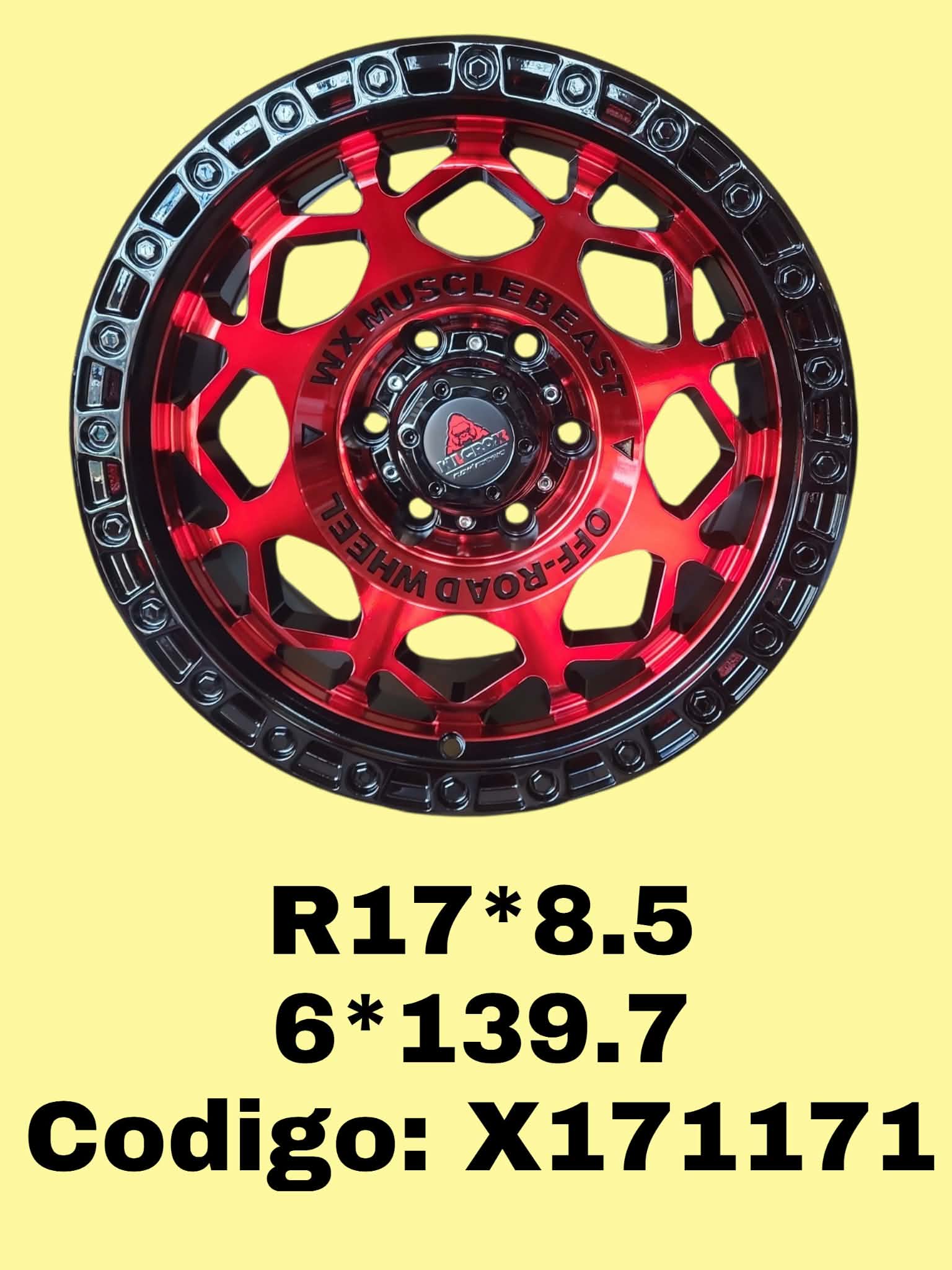 ARO DE ALEACION WIL CROXX "X171171" 17*8.5 6*139.7 ET 0 CB 110.1 MB+RED