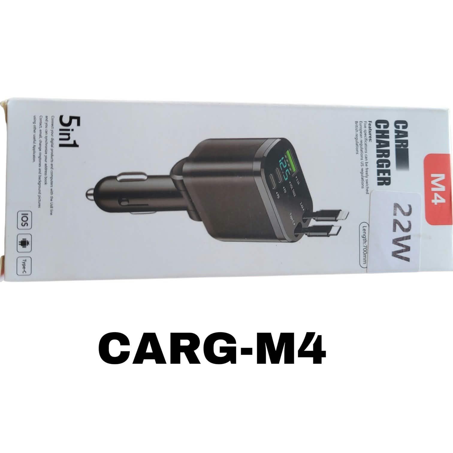 CARGADOR DE CIGARRERA 5 EN 1 RETRACTIL CARGA RAPIDA 12-24V