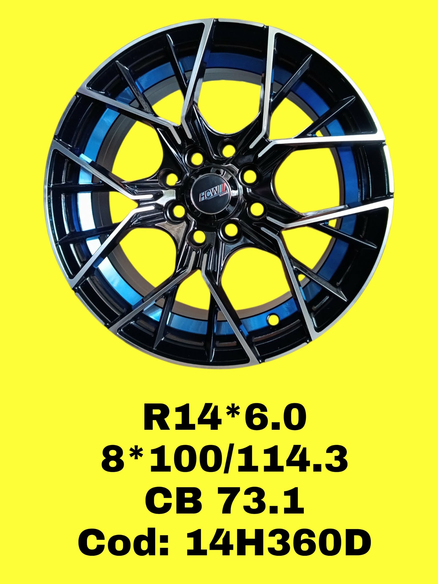 ARO R14 DE ALEACION HCW RACING "14H360D" 14*6.0 8*100/114.3 ET 25 CB 73.1 MU/U