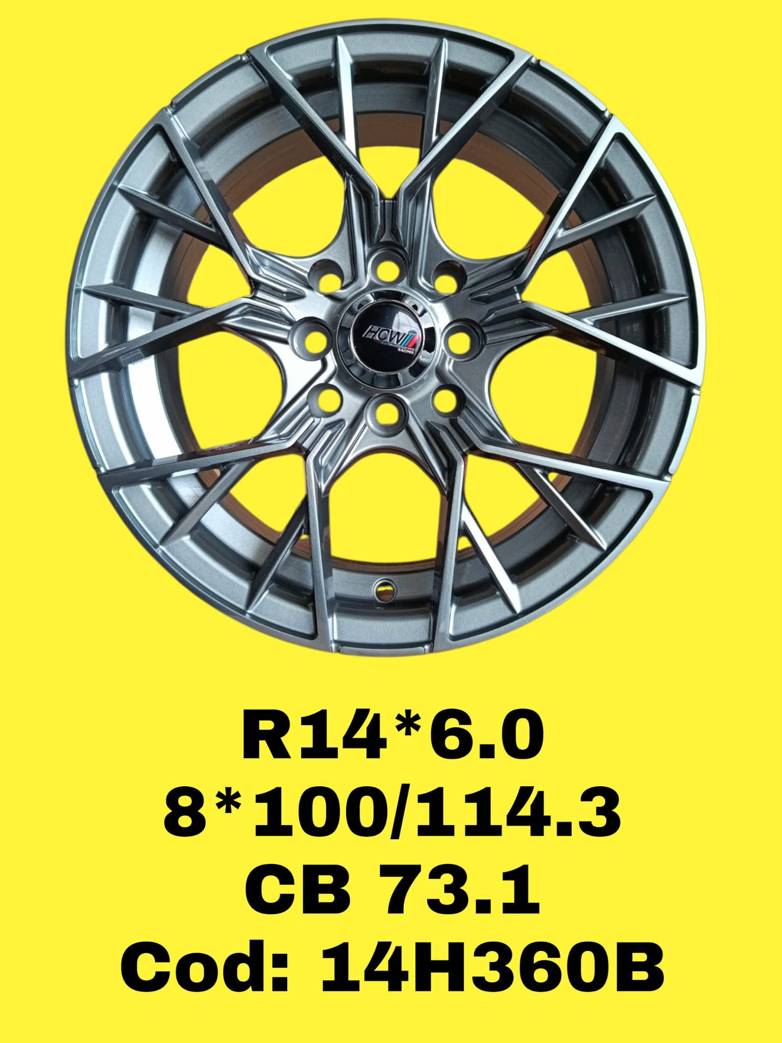 ARO R14 DE ALEACION HCW RACING "14H360B" 14*6.0 8*100/114.3 ET 25 CB 73.1 G