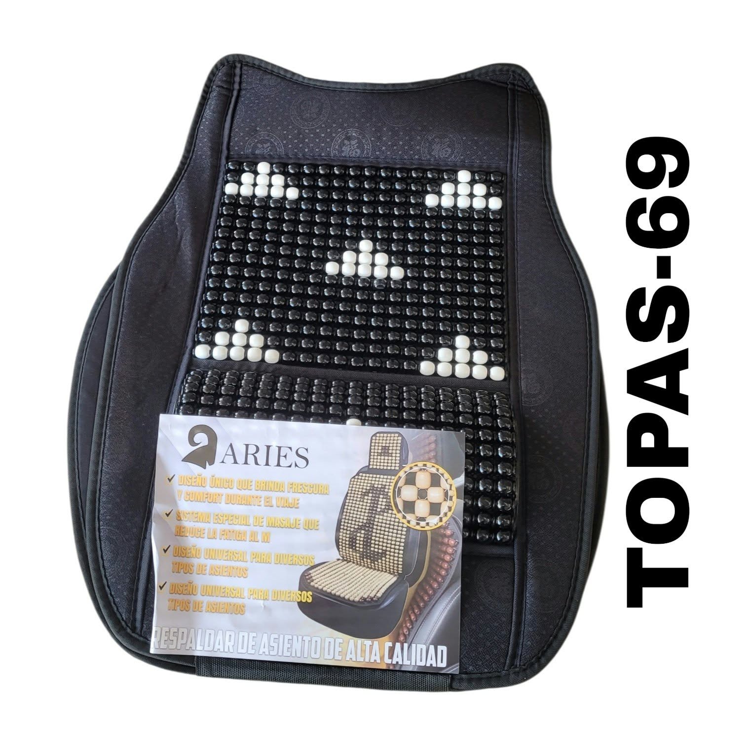 RESPALDAR CON LUMBAR REFORZADO NEGRO CON TRIANGULOS BLANCOS