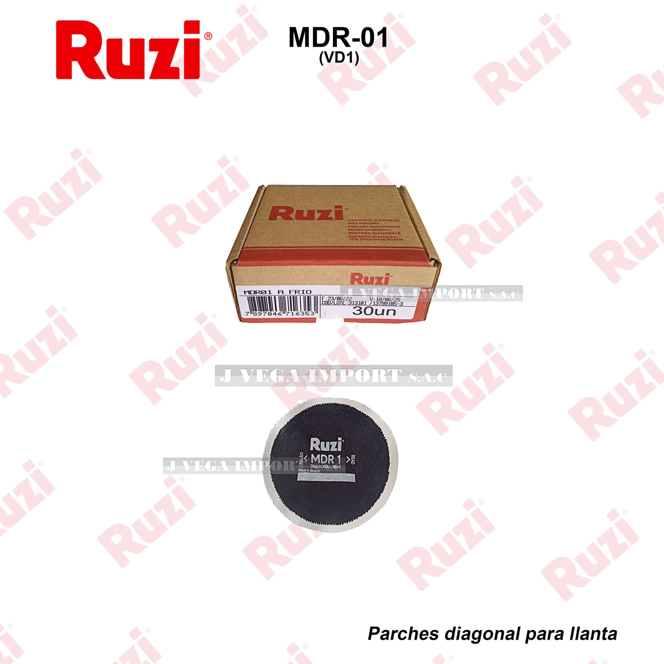 SERVICIO DE PARCHE RUZI DE LONA "MDR-01" 58 MM. (VD-01) DIAGONAL