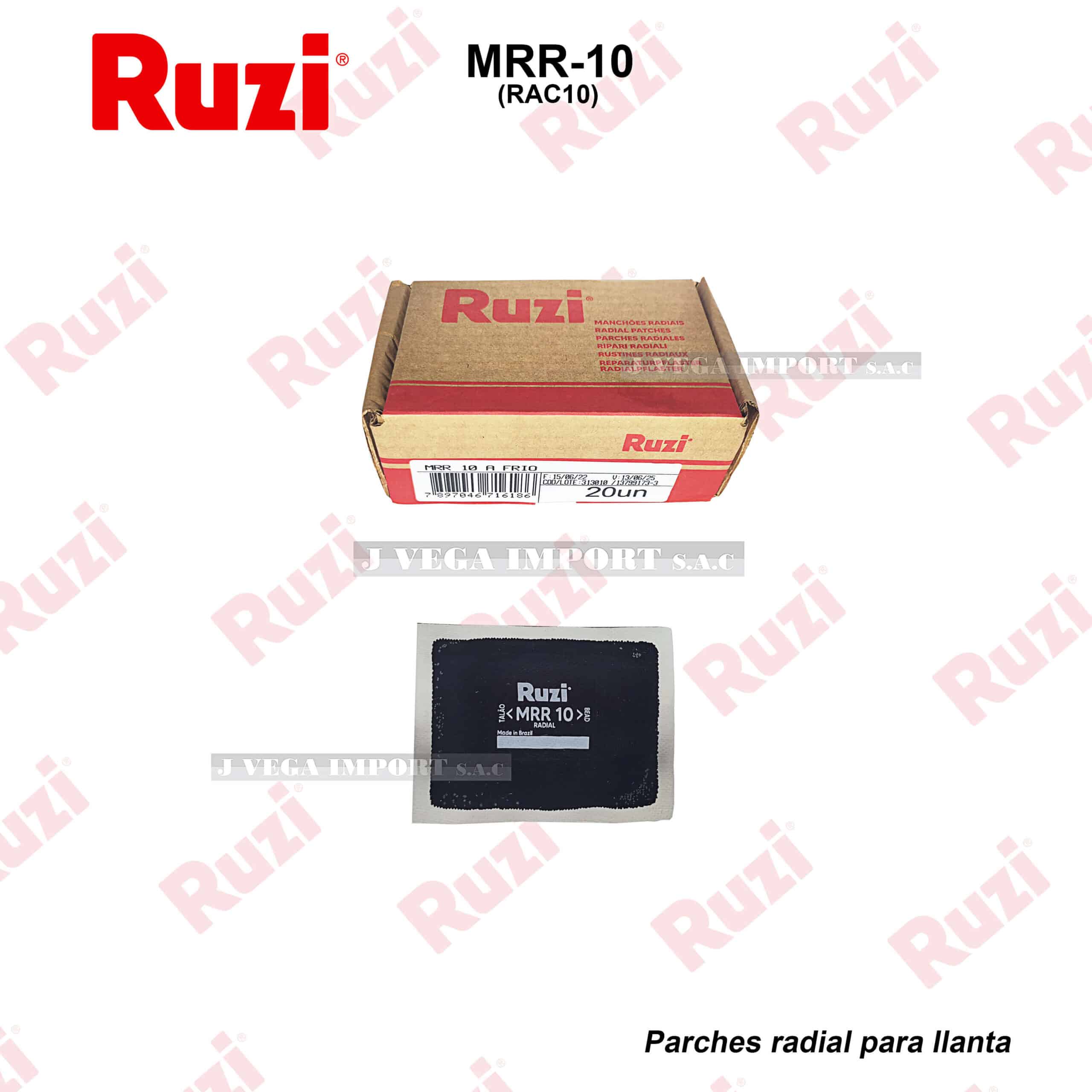 PARCHE RUZI DE LONA "MRR-10" 55X75 MM. (RAC-10) RADIAL CAJA X 20 UND'S