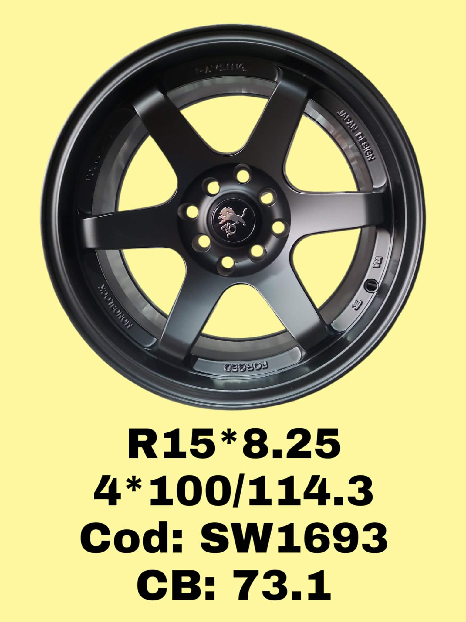 ARO DE ALEACION BELEN "SW1693" 15*8.25 10*100/114.3 ET 20 CB 73.1 BLKM