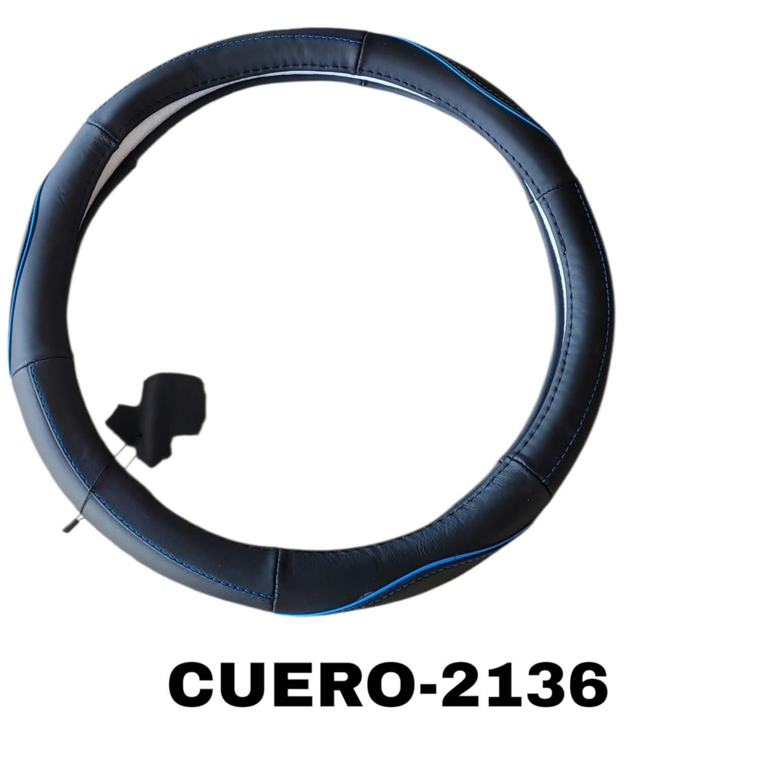FORRO DE TIMON CUERO CON COSTURA AZUL